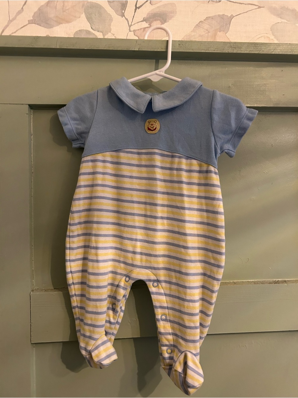 Disney Blue and Yellow Striped Footie with Collar